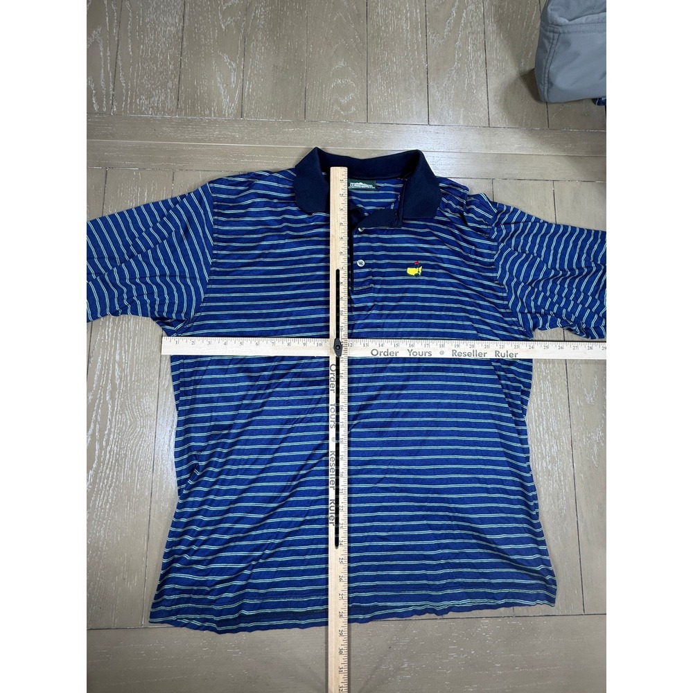 Clubhouse Collection Masters Polo Shirt Mens XL Blue Striped 100% Cotton Italy - Picture 7 of 9